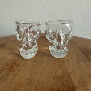 Crystal Glass Skull Head  Shot Glass- 2 Shot Glasses- 3 Oz. Each- Skeleton Head.